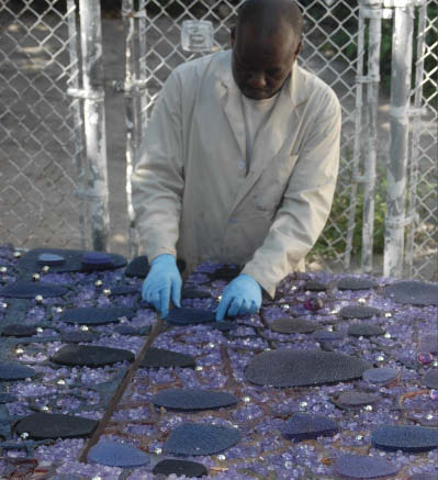 Jide Ojo at work on Children of the Ancestors in 2001